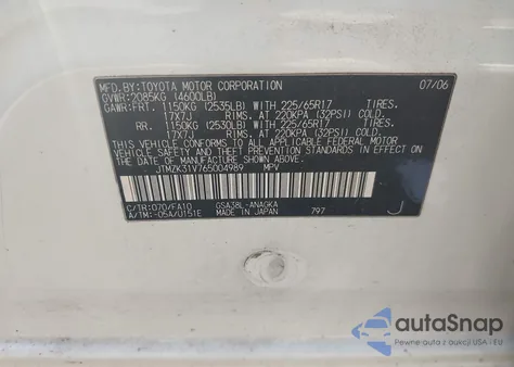 2006 Toyota Rav4 Limited z USA, uszkodzony, nr VIN JTMZK31V765004989